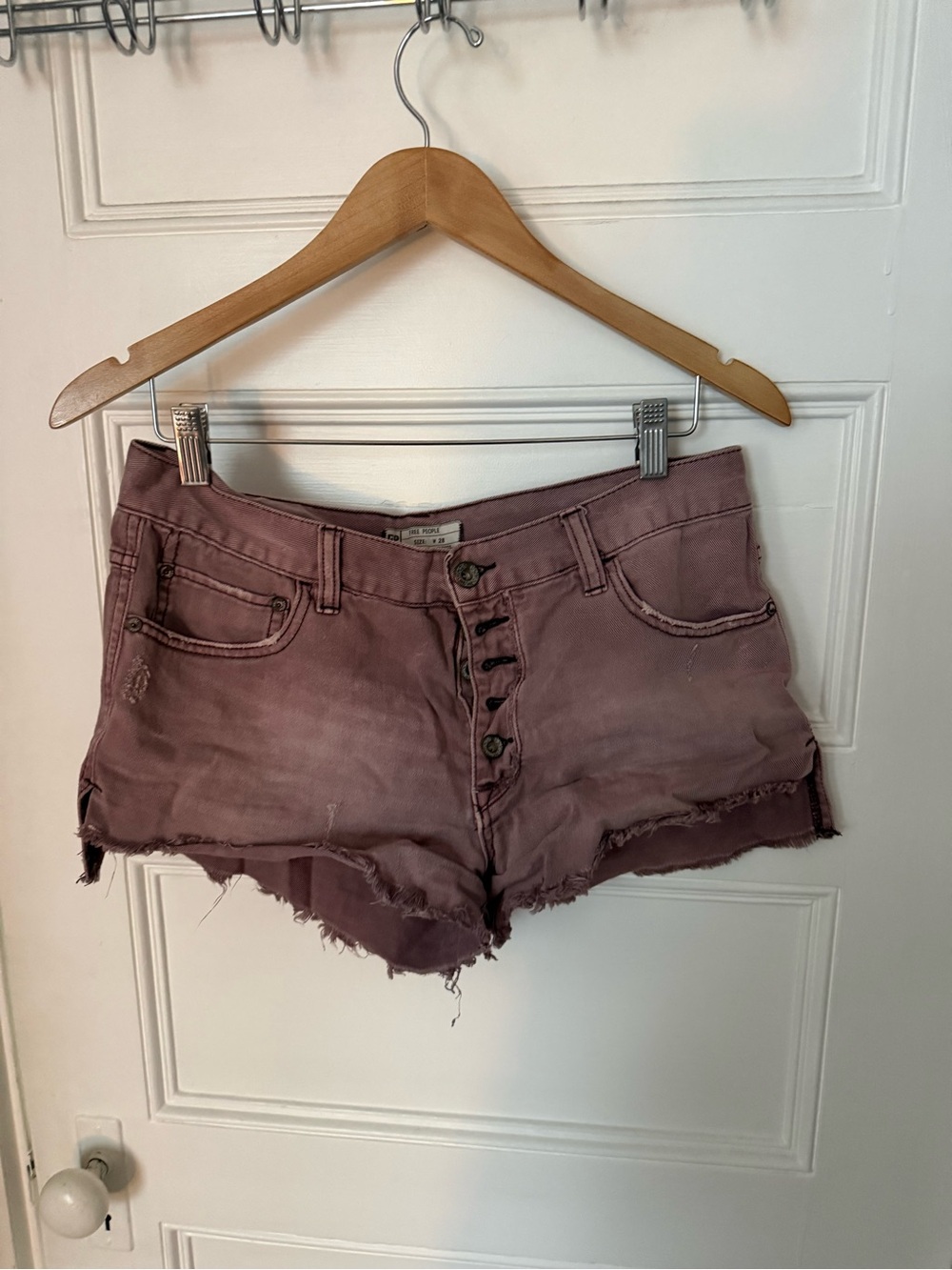 Free People Mauve Denim Cutoff Shorts